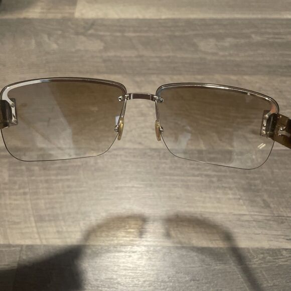 Vintage Gucci GG 1798/S Sunglasses Rimless Shield Brown Gradient Y2K Authentic